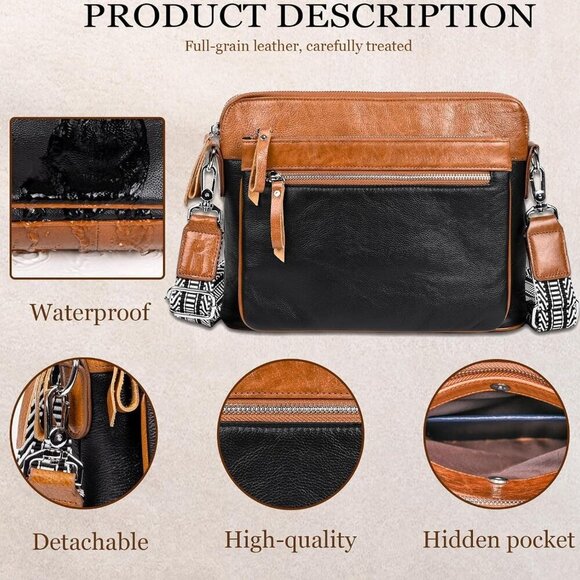 Small Leather Crossbody Bag Women Compact Travel Purses Organizer - Picture 5 of 7